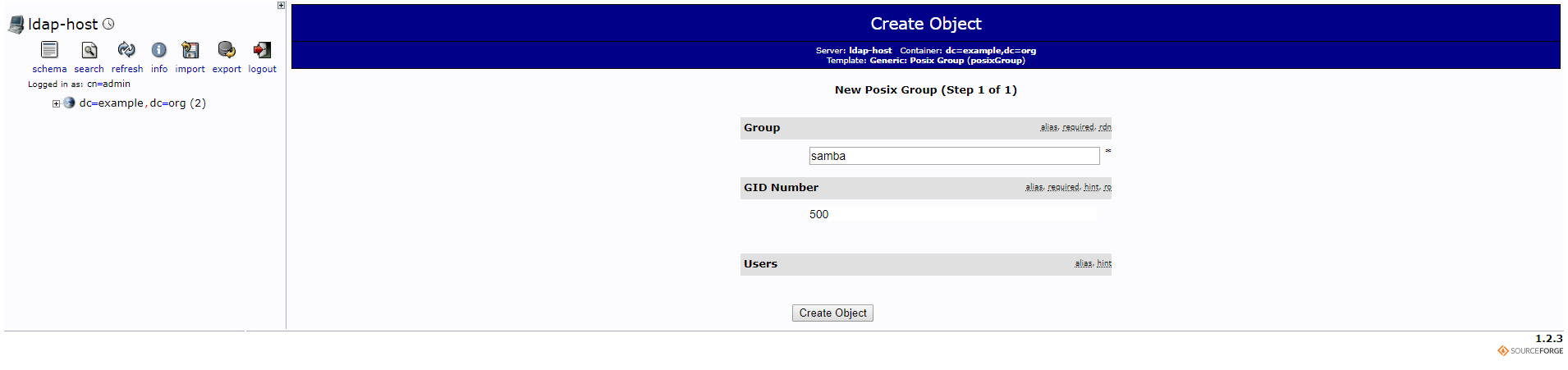 Group Create Screen